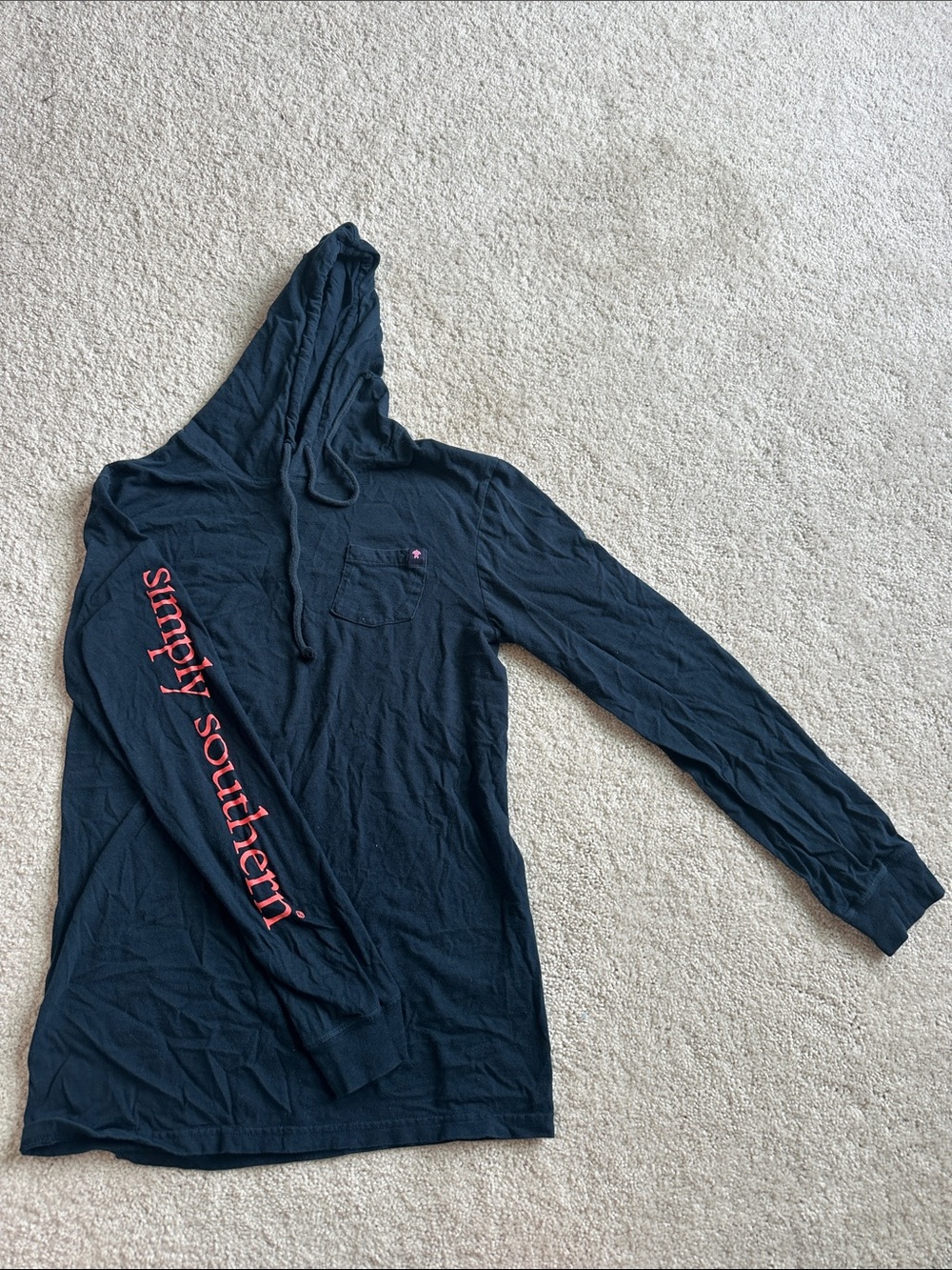 Simply Southern Black Hoodie with Pink Logo Tag